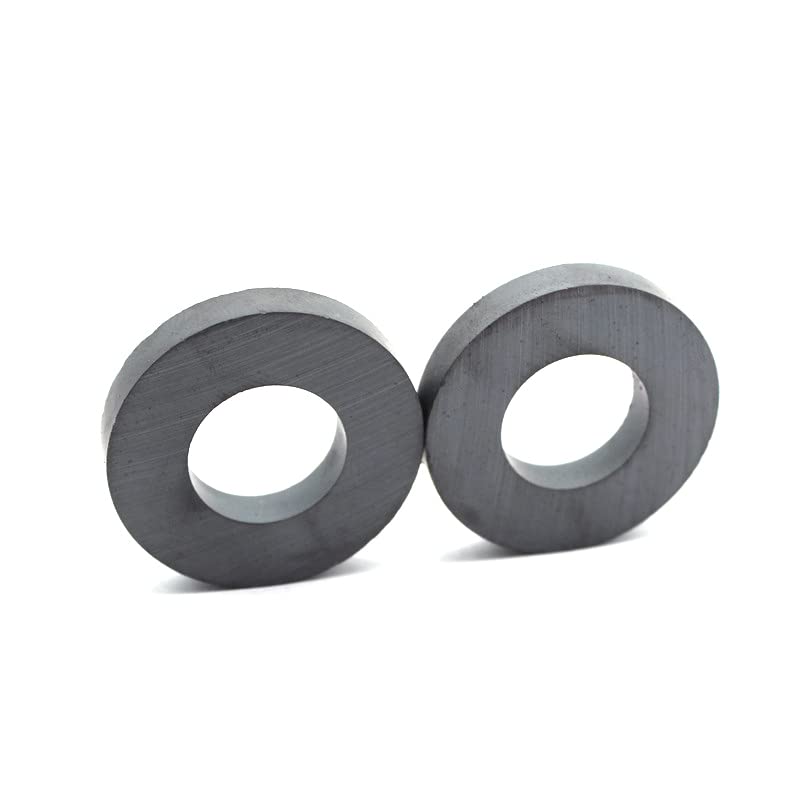 Burnur Grade C8 Ceramic Ring Magnet, OD 60 mm x ID 24mm x 10 mm 2.4" Large Ferrite Magnets. 2 Pack - Image 1